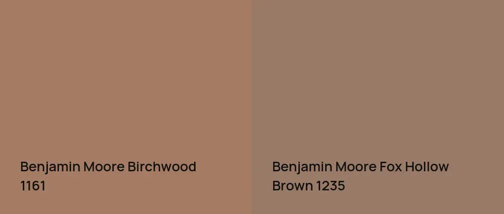 Benjamin Moore Birchwood 1161 vs Benjamin Moore Fox Hollow Brown 1235
