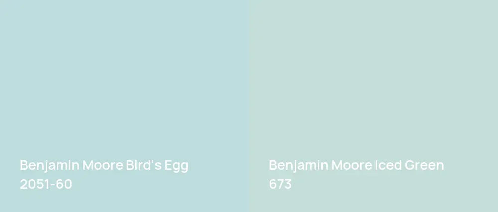 Benjamin Moore Bird's Egg 2051-60 vs Benjamin Moore Iced Green 673