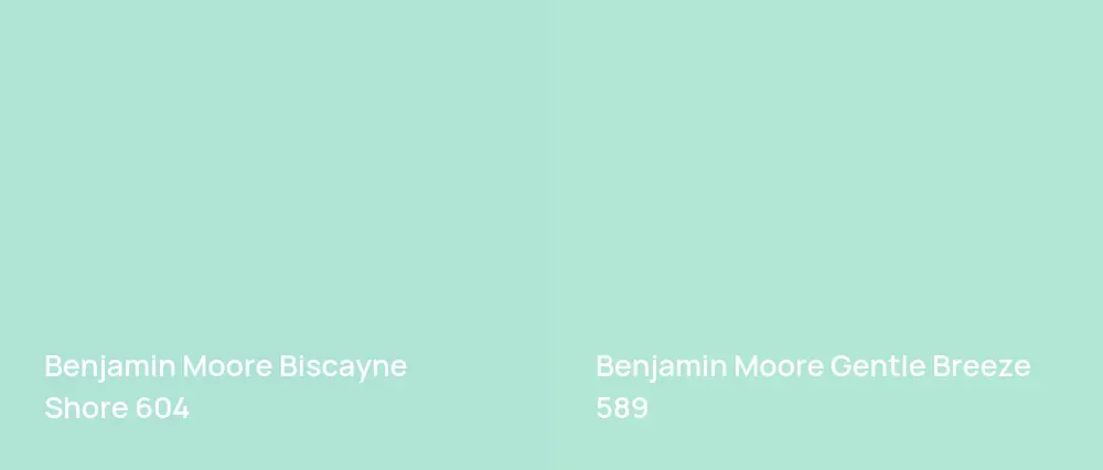 Benjamin Moore Biscayne Shore 604 vs Benjamin Moore Gentle Breeze 589
