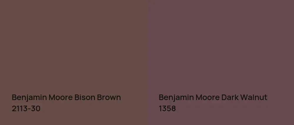 Benjamin Moore Bison Brown 2113-30 vs Benjamin Moore Dark Walnut 1358