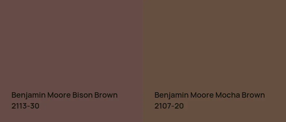 Benjamin Moore Bison Brown 2113-30 vs Benjamin Moore Mocha Brown 2107-20