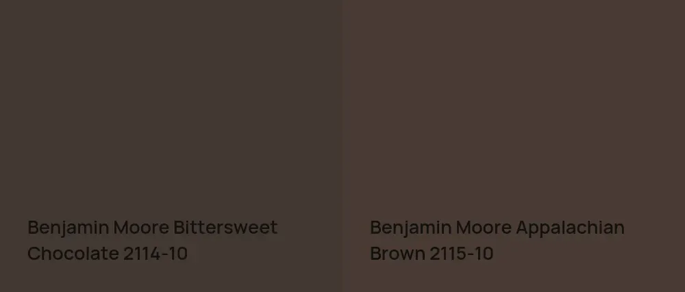 Benjamin Moore Bittersweet Chocolate 2114-10 vs Benjamin Moore Appalachian Brown 2115-10