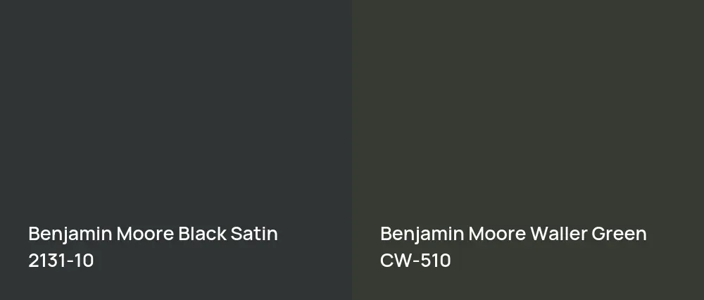Benjamin Moore Black Satin 2131-10 vs Benjamin Moore Waller Green CW-510