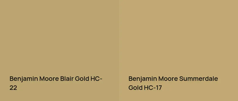 Benjamin Moore Blair Gold HC-22 vs Benjamin Moore Summerdale Gold HC-17