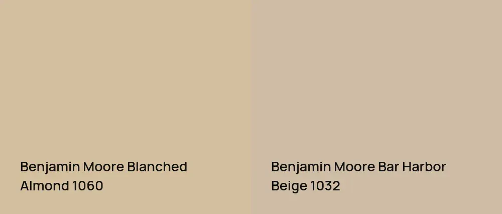 Benjamin Moore Blanched Almond 1060 vs Benjamin Moore Bar Harbor Beige 1032