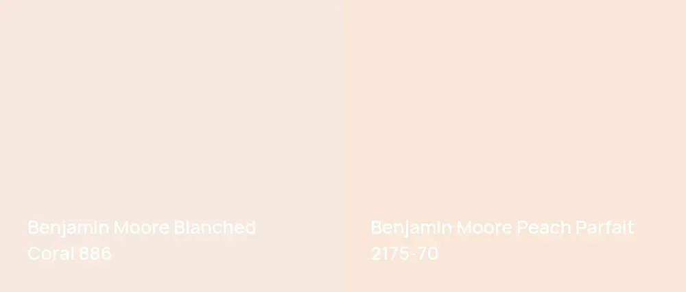 Benjamin Moore Blanched Coral 886 vs Benjamin Moore Peach Parfait 2175-70