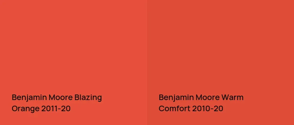 Benjamin Moore Blazing Orange 2011-20 vs Benjamin Moore Warm Comfort 2010-20