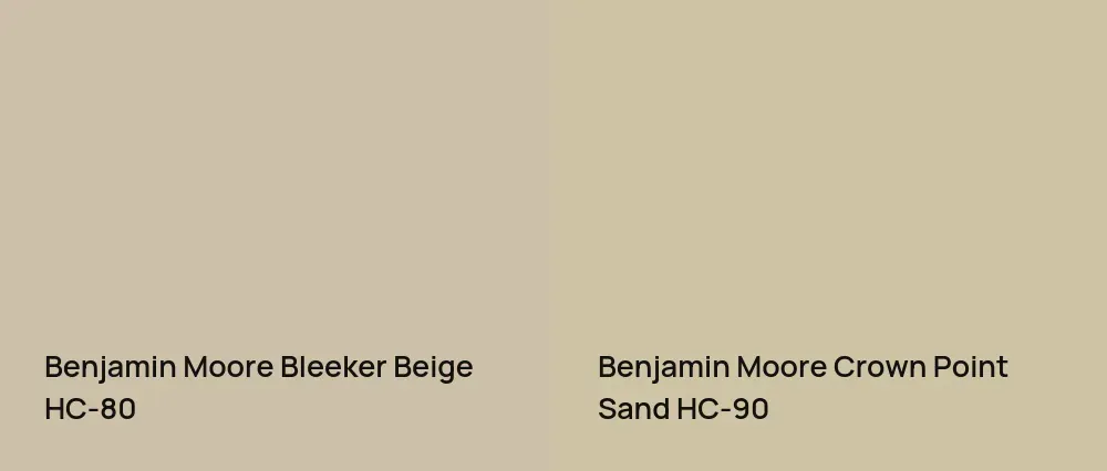 Benjamin Moore Bleeker Beige HC-80 vs Benjamin Moore Crown Point Sand HC-90