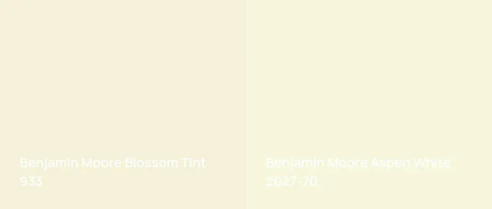 Benjamin Moore Blossom Tint 933 vs Benjamin Moore Aspen White 2027-70