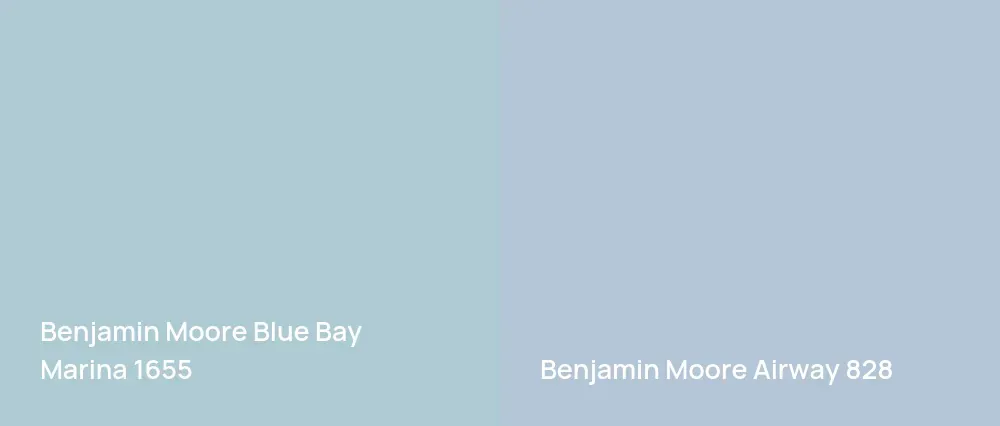 Benjamin Moore Blue Bay Marina 1655 vs Benjamin Moore Airway 828