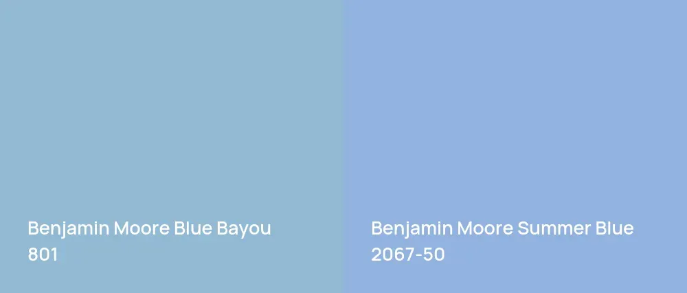 Benjamin Moore Blue Bayou 801 vs Benjamin Moore Summer Blue 2067-50