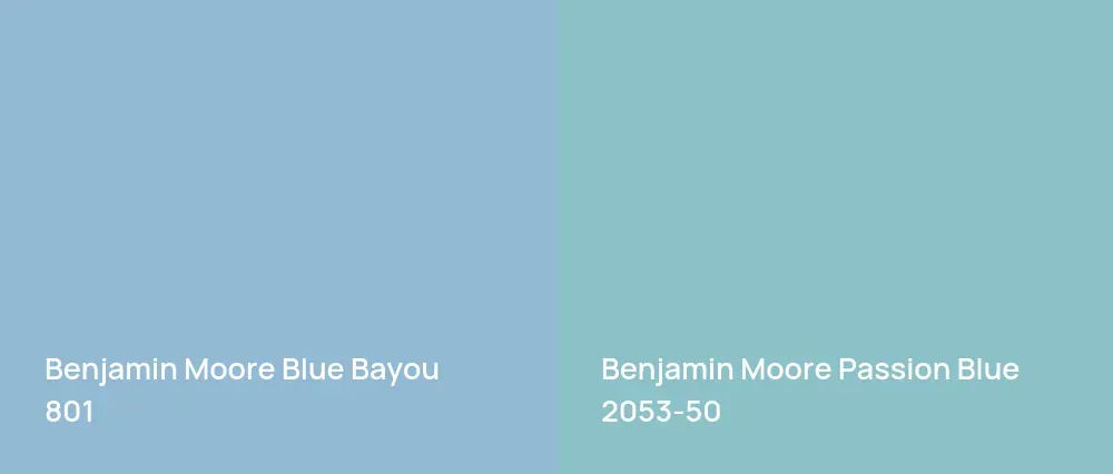 Benjamin Moore Blue Bayou 801 vs Benjamin Moore Passion Blue 2053-50