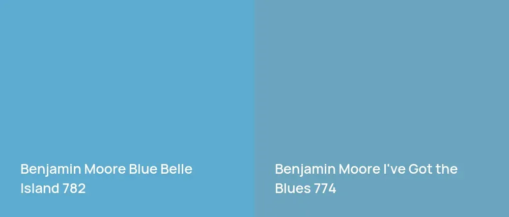 Benjamin Moore Blue Belle Island 782 vs Benjamin Moore I've Got the Blues 774