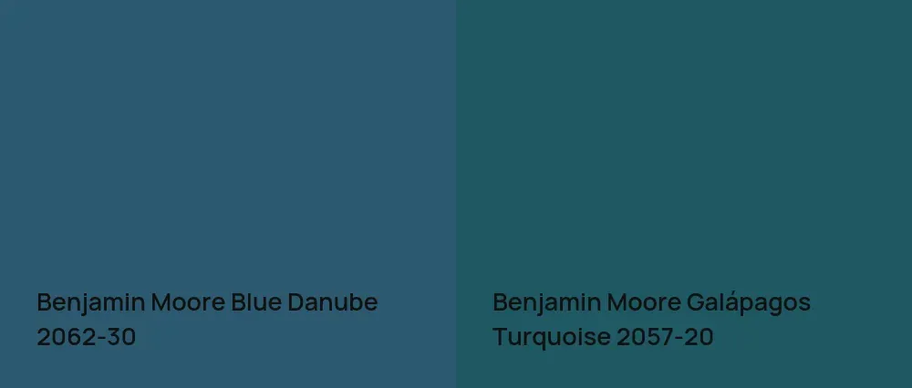 Benjamin Moore Blue Danube 2062-30 vs Benjamin Moore Galápagos Turquoise 2057-20