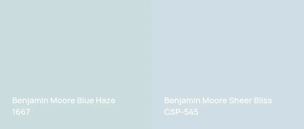 Benjamin Moore Blue Haze 1667 vs Benjamin Moore Sheer Bliss CSP-545