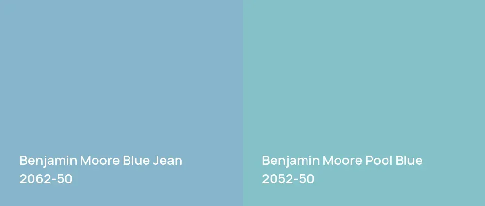 Benjamin Moore Blue Jean 2062-50 vs Benjamin Moore Pool Blue 2052-50