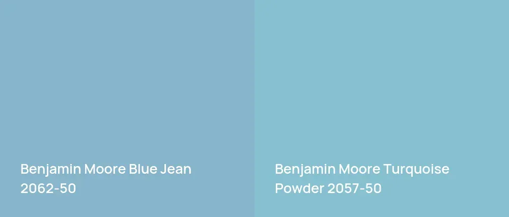 Benjamin Moore Blue Jean 2062-50 vs Benjamin Moore Turquoise Powder 2057-50