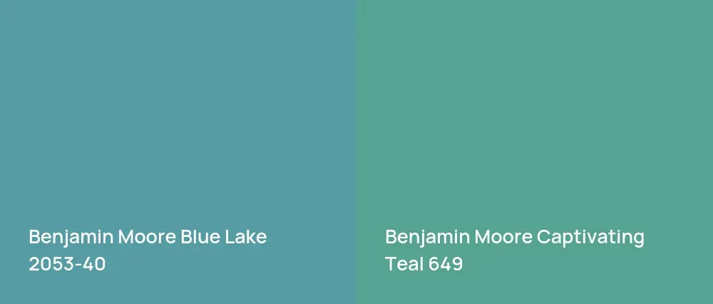 Benjamin Moore Blue Lake 2053-40 vs Benjamin Moore Captivating Teal 649