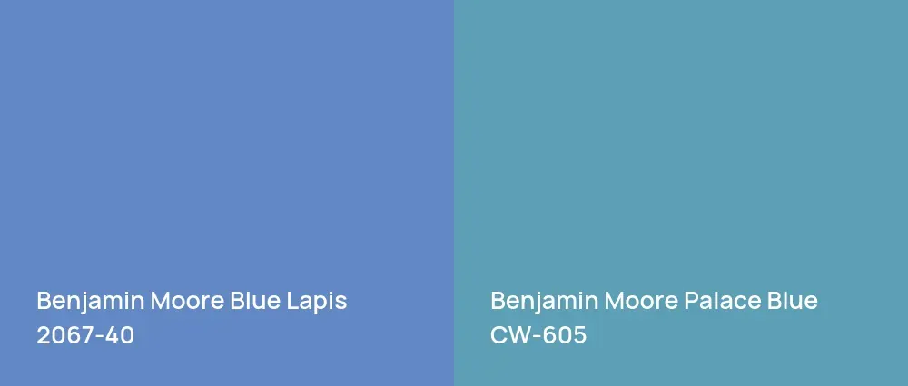 Benjamin Moore Blue Lapis 2067-40 vs Benjamin Moore Palace Blue CW-605