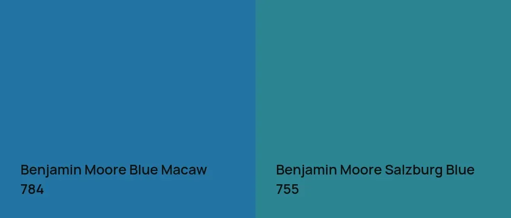 Benjamin Moore Blue Macaw 784 vs Benjamin Moore Salzburg Blue 755