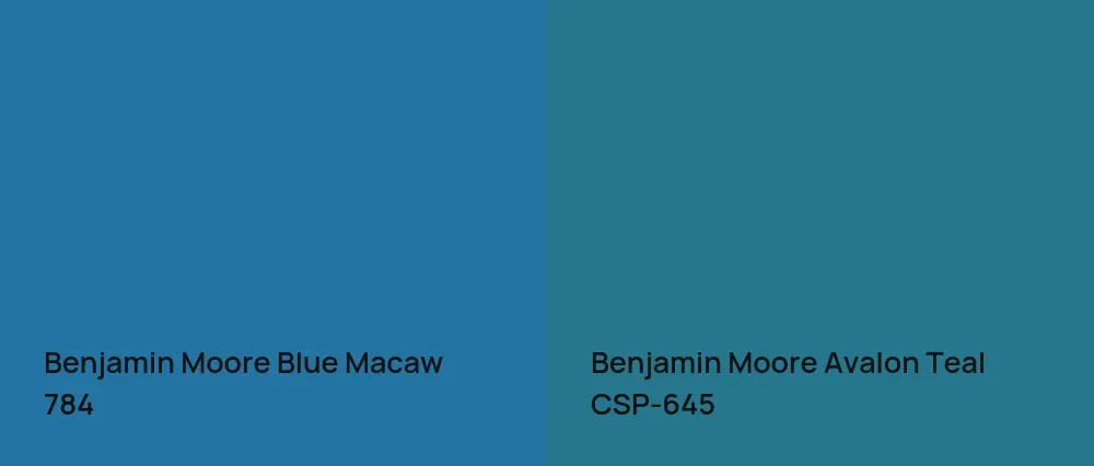 Benjamin Moore Blue Macaw 784 vs Benjamin Moore Avalon Teal CSP-645