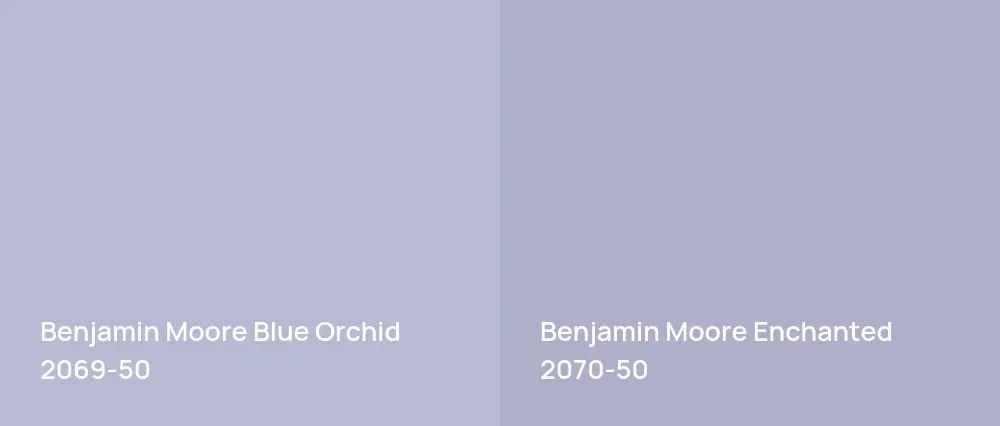 Benjamin Moore Blue Orchid 2069-50 vs Benjamin Moore Enchanted 2070-50
