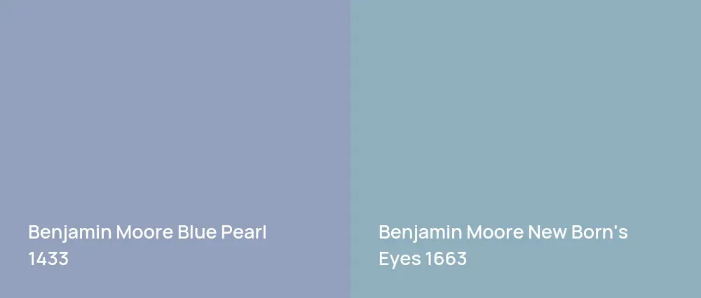 Benjamin Moore Blue Pearl 1433 vs Benjamin Moore New Born's Eyes 1663