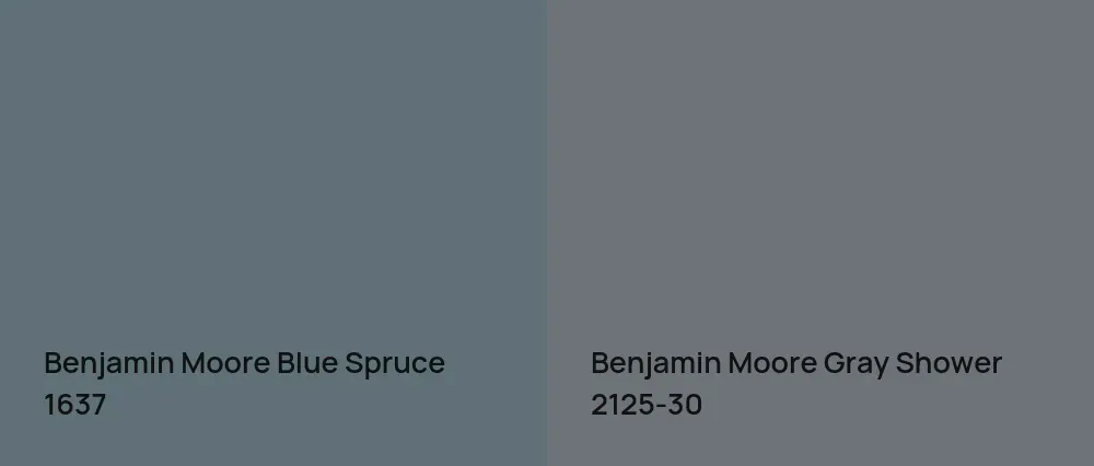 Benjamin Moore Blue Spruce 1637 vs Benjamin Moore Gray Shower 2125-30