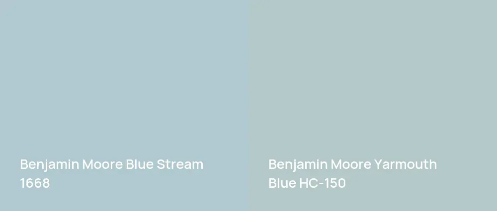 Benjamin Moore Blue Stream 1668 vs Benjamin Moore Yarmouth Blue HC-150