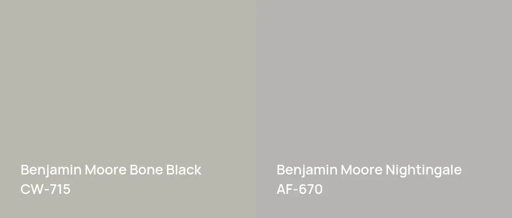 Benjamin Moore Bone Black CW-715 vs Benjamin Moore Nightingale AF-670