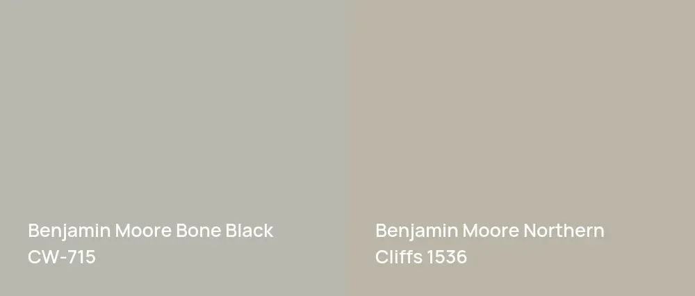 Benjamin Moore Bone Black CW-715 vs Benjamin Moore Northern Cliffs 1536