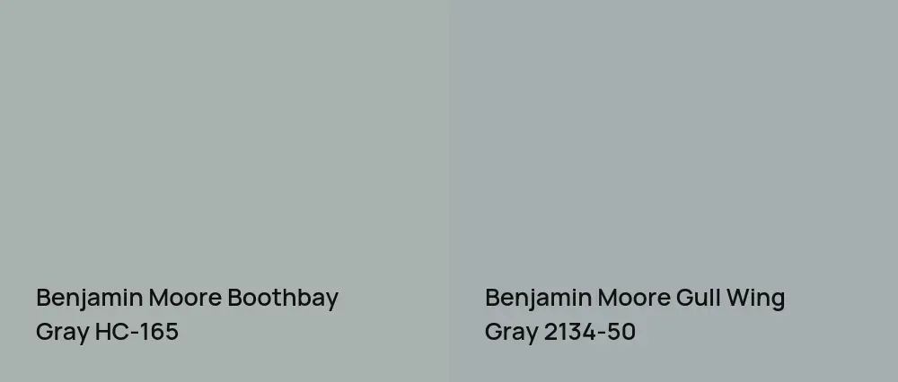 Benjamin Moore Boothbay Gray HC-165 vs Benjamin Moore Gull Wing Gray 2134-50