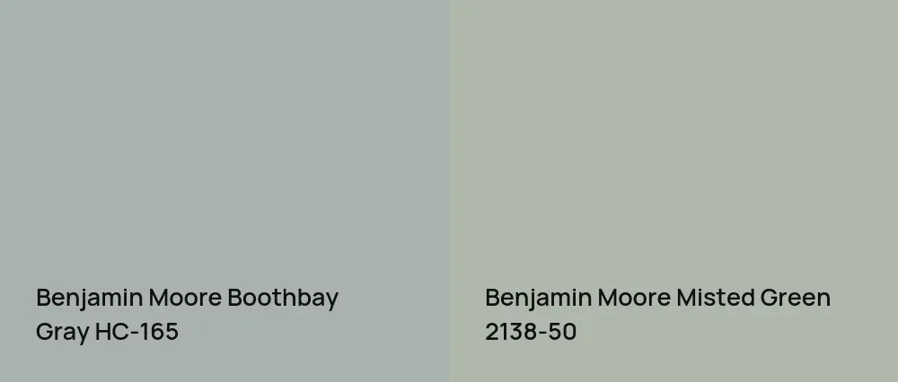 Benjamin Moore Boothbay Gray HC-165 vs Benjamin Moore Misted Green 2138-50