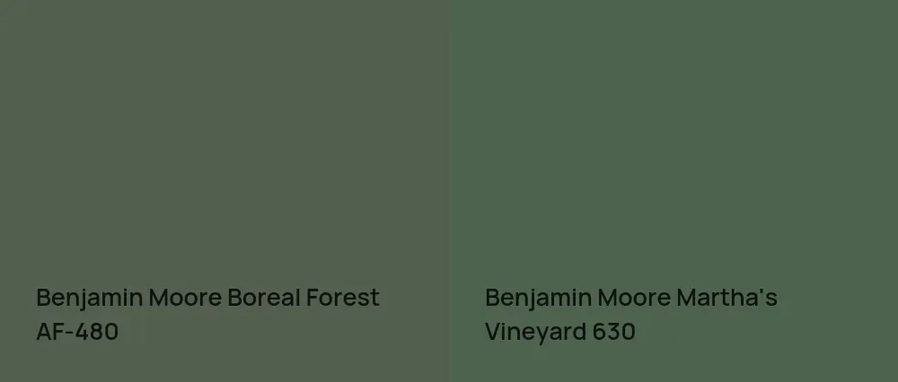 Benjamin Moore Boreal Forest AF-480 vs Benjamin Moore Martha's Vineyard 630