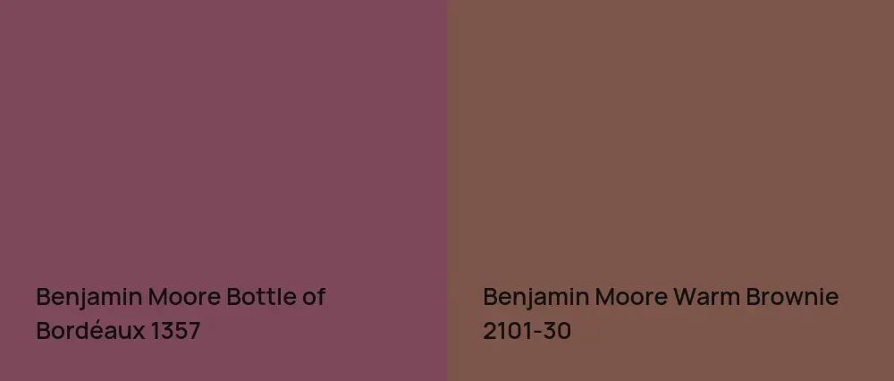 Benjamin Moore Bottle of Bordéaux 1357 vs Benjamin Moore Warm Brownie 2101-30