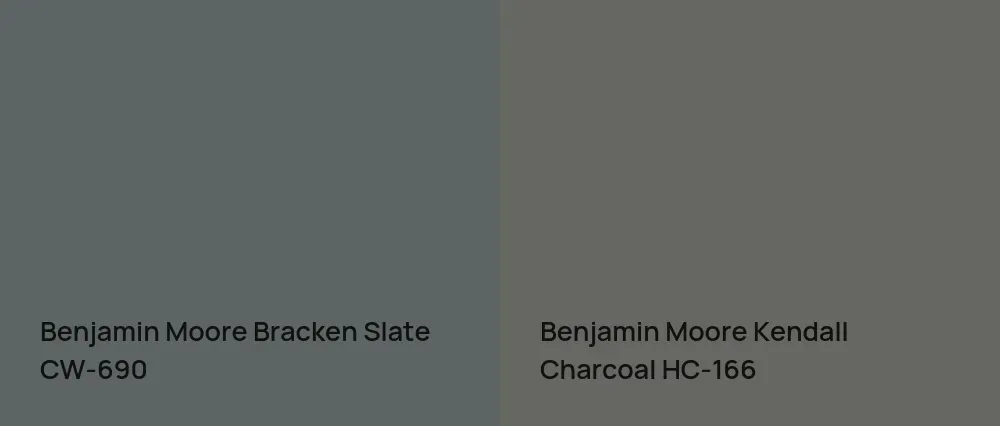 Benjamin Moore Bracken Slate CW-690 vs Benjamin Moore Kendall Charcoal HC-166