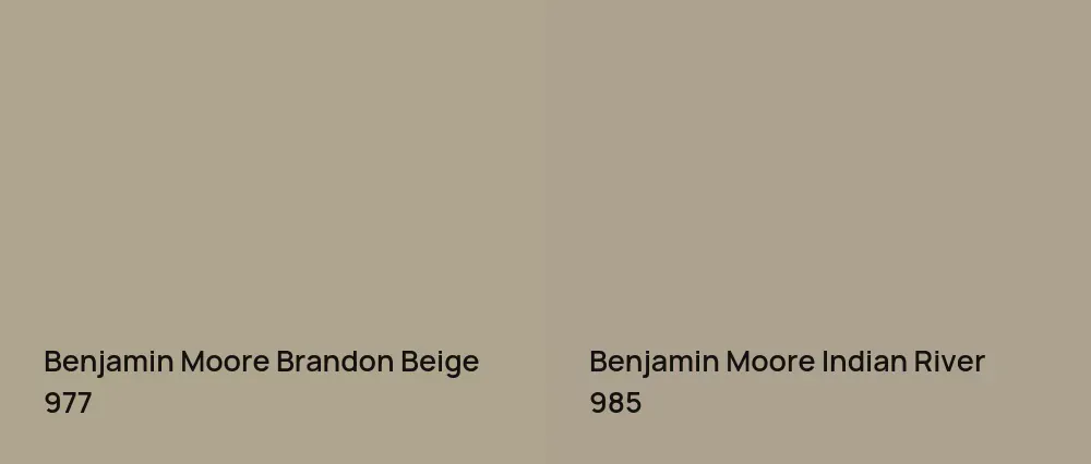 Benjamin Moore Brandon Beige 977 vs Benjamin Moore Indian River 985