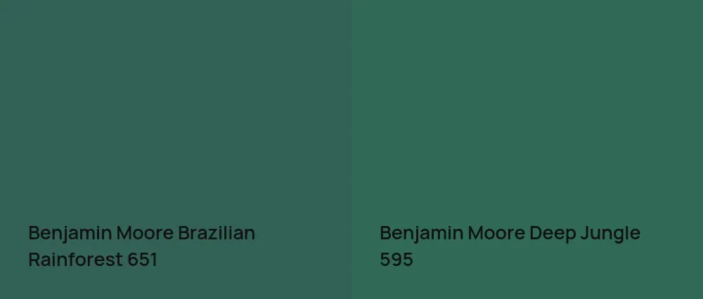 Benjamin Moore Brazilian Rainforest 651 vs Benjamin Moore Deep Jungle 595