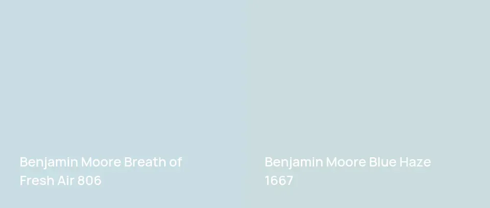 Benjamin Moore Breath of Fresh Air 806 vs Benjamin Moore Blue Haze 1667