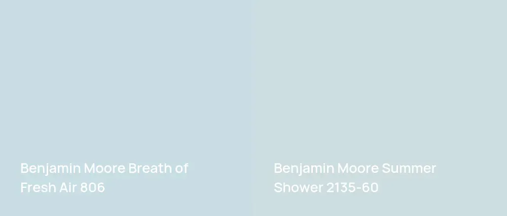 Benjamin Moore Breath of Fresh Air 806 vs Benjamin Moore Summer Shower 2135-60