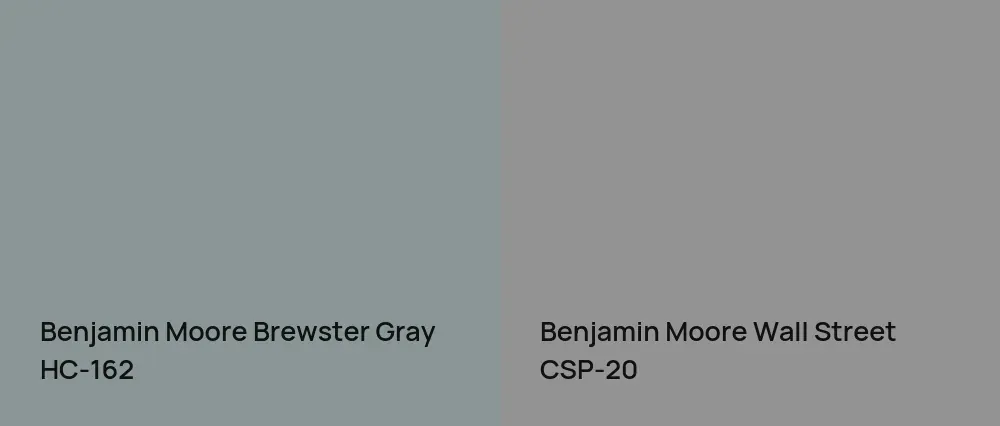 Benjamin Moore Brewster Gray HC-162 vs Benjamin Moore Wall Street CSP-20