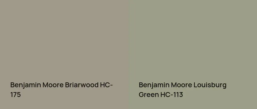Benjamin Moore Briarwood HC-175 vs Benjamin Moore Louisburg Green HC-113