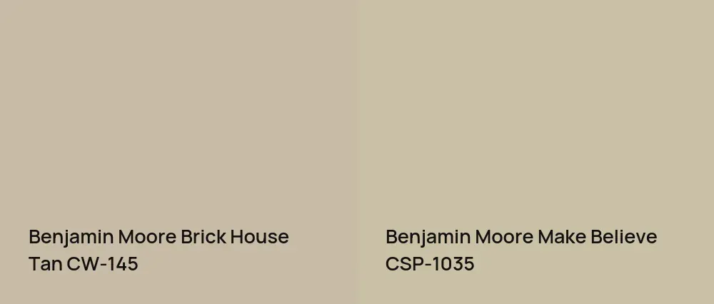Benjamin Moore Brick House Tan CW-145 vs Benjamin Moore Make Believe CSP-1035