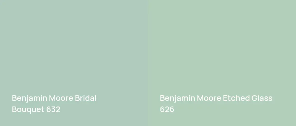 Benjamin Moore Bridal Bouquet 632 vs Benjamin Moore Etched Glass 626