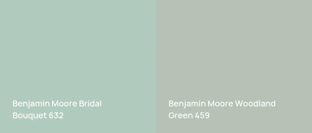 Benjamin Moore Bridal Bouquet 632 vs Benjamin Moore Woodland Green 459
