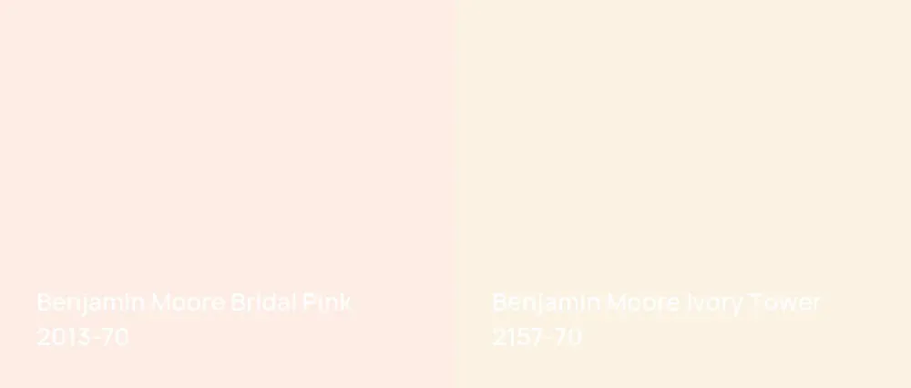 Benjamin Moore Bridal Pink 2013-70 vs Benjamin Moore Ivory Tower 2157-70