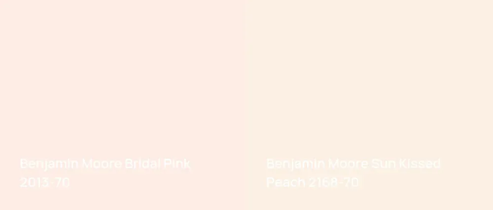 Benjamin Moore Bridal Pink 2013-70 vs Benjamin Moore Sun Kissed Peach 2168-70