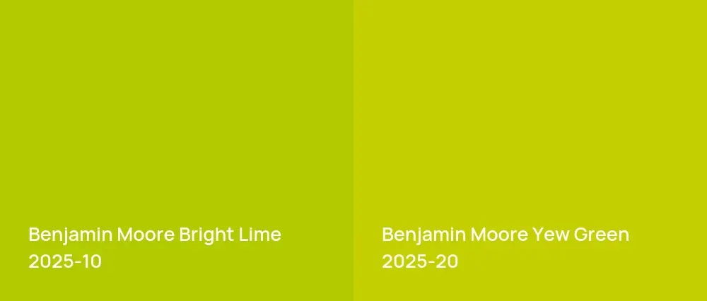 Benjamin Moore Bright Lime 2025-10 vs Benjamin Moore Yew Green 2025-20