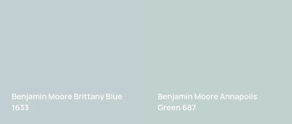 Benjamin Moore Brittany Blue 1633 vs Benjamin Moore Annapolis Green 687