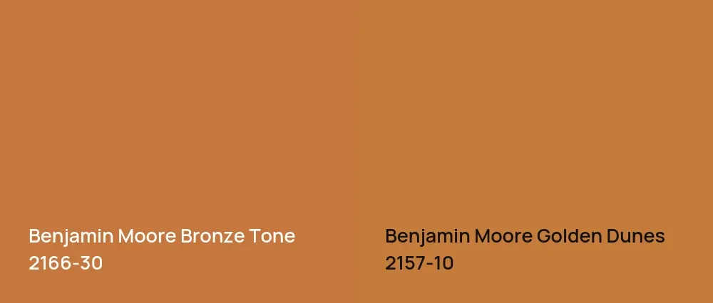 Benjamin Moore Bronze Tone 2166-30 vs Benjamin Moore Golden Dunes 2157-10